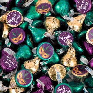 324ct Mardi Gras Stickers for Hershey's Kisses Candy (324ct) Party Favor Decorations - By Just Candy - 1 of 2