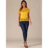 Allegra K Women's Curved Hem Sheer Short Sleeves Floral Lace Blouse - 3 of 4