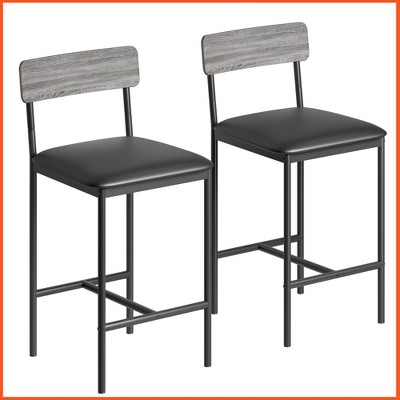 Bar Stools Set of 4, 37 Inch Barstools With Metal Legs PU Seats Chairs