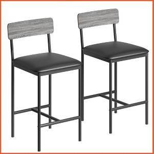 Bar Stools Set of 4, 37 Inch Barstools With Metal Legs PU Seats Chairs - 1 of 4