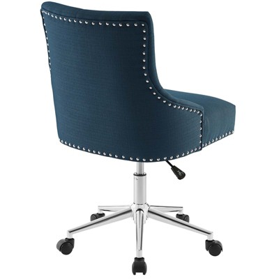 Azure Elegance Tufted Swivel Office Chair with Nailhead Trim