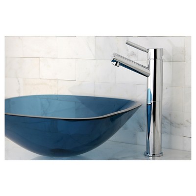 Tempered Glass Square Blue Bathroom Vessel Sink - Kingston Brass