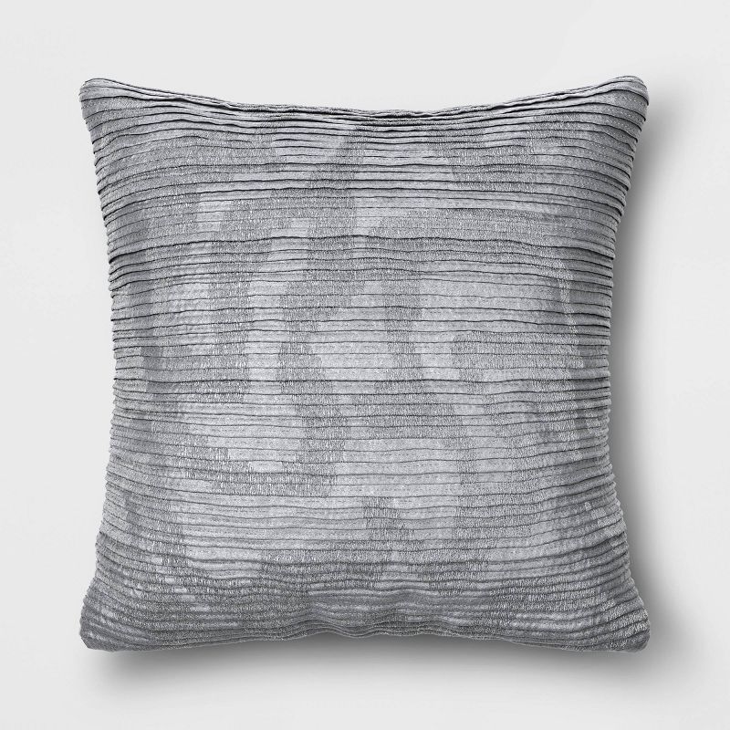 Geometric Patterned Pleated Satin with Metallic Embroidery Square Throw Pillow - Threshold™, 1 of 6