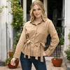 Anna-Kaci Women's Long Sleeve Button Down Shirt with Front Chest Pockets and Adjustable Side Tie Accents - 2 of 4