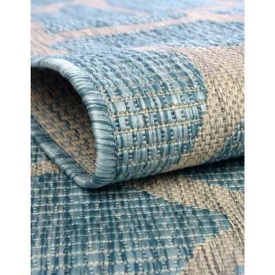 Light Aqua Rectangular Stain-Resistant Outdoor Rug 4' x 6'