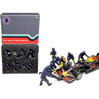 Formula One F1 Pit Crew 7 Figurine Set Team Blue for 1/43 Scale Models by American Diorama