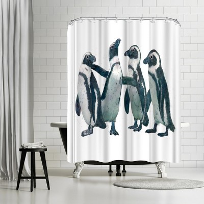 Americanflat Pen Guin Party by Laura Grave 71" x 74" Shower Curtain