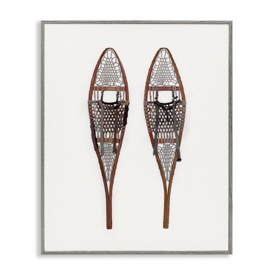 Stupell Industries Minimal Winter Snow Shoes Black Framed Giclee Art