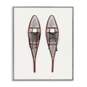 Stupell Industries Minimal Winter Snow Shoes Black Framed Giclee Art - 1 of 4