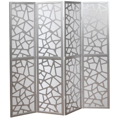 NicBex 4-Panel Room Divider Folding Fabric Privacy Screen with Geometric Patterns for Home & Office