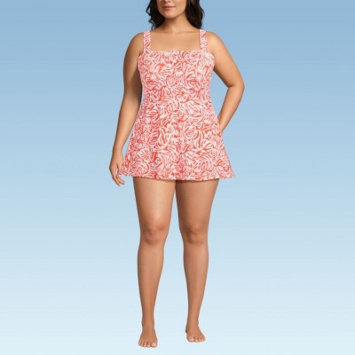 Lands' End Women's Smocked Swim Dress Swimsuit