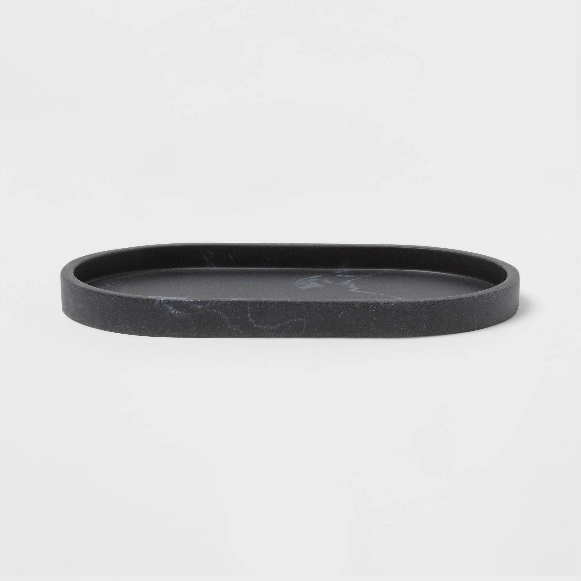 Marble Bath Tray Black - Threshold™: Resin Vanity Accessory, Spot Clean, 9.49" Depth