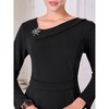 Hobemty Women's Asymmetrical Neckline Long Sleeve Wear to Work Sheath Dress - 4 of 4