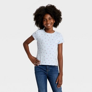 Girls' Short Sleeve Fitted T-Shirt - Cat & Jack™ - 1 of 3