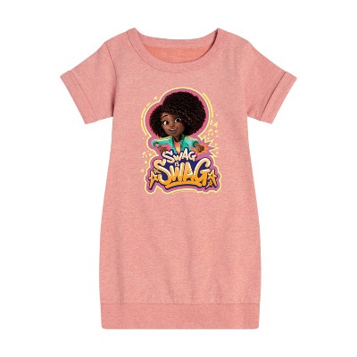 - Karma's World - Swag Is Swag Graphic Short Sleeve Fleece Dress