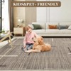 2 x 6 ft Polyester Yarn  Beige Rectangular Hallway Bathroom Entryway Kitchen Office Foldable Geometric Modern Washable Area Rug - 4 of 4