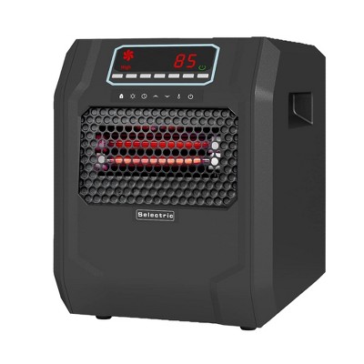 Black Compact Infrared Quartz Electric Space Heater with Digital Display and Remote Control