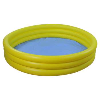 Pool Central 39" Yellow Triple Ring Round Inflatable Children's Swimming Pool