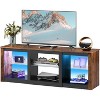 TV Stand with LED Lights for TVs up to 65 inch, Entertainment Center with Glass Shelves, Modern TV Console for Living Room, Rustic Brown - 2 of 4