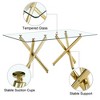 Dexmalle Modern Minimalist Rectangular Glass Dining Table with Golden Metal Legs - 4 of 4