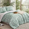 Joyfy King Size Comforter Set Sage Green, 3 Pieces Floral King Bedding Set with 1 Soft Reversible Botanical Comforter and 2 Pillow Shams, Bed in a Bag - 2 of 4