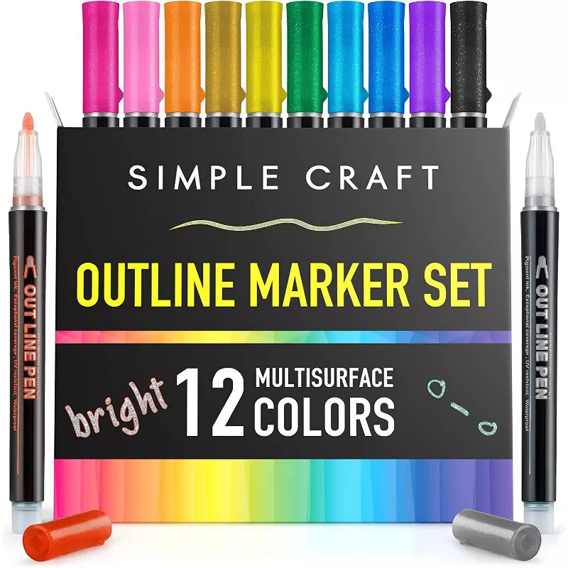 Simple Craft Double Line Outline Markers 12 Dual Nepal
