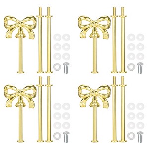Unique Bargains 3-Tier Cupcake Stand Handles with Screws Bow-Knot Gold 4 Sets - 1 of 4