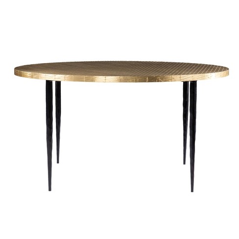 Venfield - Custom Spectacular Round Etched Brass Cocktail Table with Agate  Stone