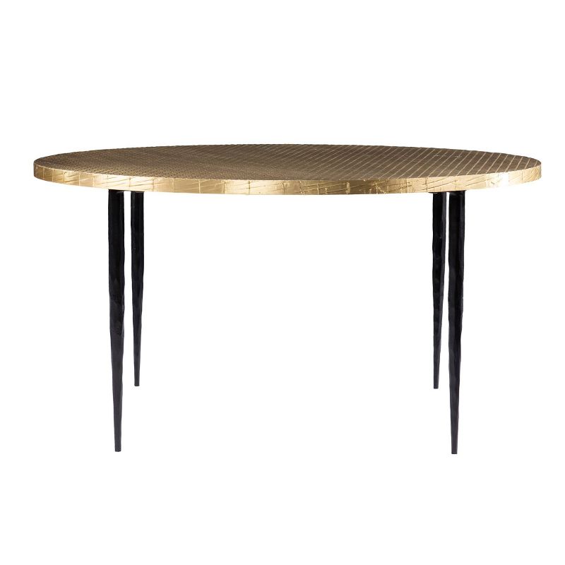 Haddfield Round Cocktail Table with Embossed Top Brass/Black - Aiden Lane, 1 of 11