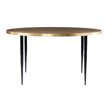 Haddfield Round Cocktail Table with Embossed Top Brass/Black - Aiden Lane