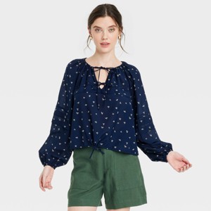 Women's Long Sleeve Tie-Front Blouse - Universal Thread™ - 1 of 3
