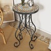 Syemin End Tables Round Ceramic Outdoor Side Table, Round End Table with Weather Resistant Ceramic Tile Tabletop, Black, 14"*14"*22.44" - 4 of 4