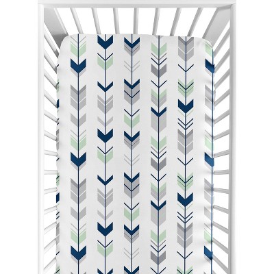 Sweet Jojo Designs Fitted Crib Sheet - Navy & Mint Woodsy - Arrow Print