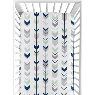 Image of Sweet Jojo Designs Fitted Crib Sheet - Navy & Mint Woodsy - Arrow Print
