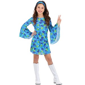 HalloweenCostumes.com Girl's 70's Wild Flower Disco Dress Costume - 1 of 4