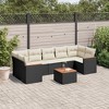 vidaXL 8 Piece Patio Sofa Set with Cushions Black Poly Rattan - Black and Cream - 2 of 4