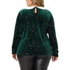 Agnes Orinda Women's Plus Size Long Sleeve Peter Pan Collar Stars Vintage Velvet Blouse - 4 of 4