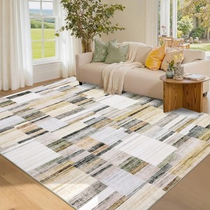 Geometric Rug Modern Washable Living Room Rug Soft Non Slip Low Pile Farmhouse Area Rugs - 1 of 4
