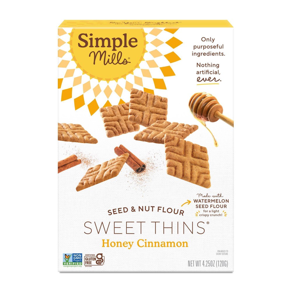 Simple Mills Seed and Nut Flour Sweet Thins  Honey Cinnamon  Gluten-Free  4.25 oz