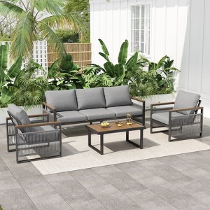 Sapphtopaz Patio Furniture Set Rope Outdoor Chairs Conversation Sectional Sofa Set with Coffee Table Patio Chairs for Porch, Garden - 1 of 4