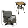 3 Piece Outdoor Bistro Set, Wicker Small Patio Furniture Set with Swivel Glider Chairs for Balcony, Porch - 3 of 4