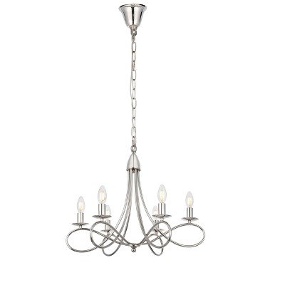 Lyndon Polished Nickel 6-Light Pendant Chandelier