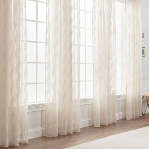 Chanasya 2pk Waves Voile Sheer Window Curtain Panels - Set of 2 - 1 of 4