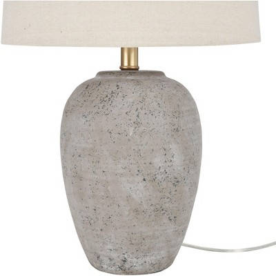 23" Earth Brown Ceramic Urn Table Lamp with Beige Shade