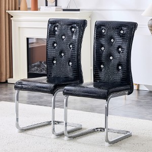 KTMBDW Faux Leather Metal Frame Dining Chairs,Modern Retro Alligator Skin Upholstered Dining Chairs for Kitchen,Living Room - 1 of 4