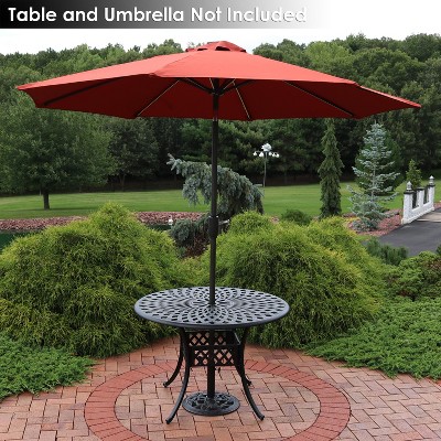 Black Cast Iron Decorative Rose Blossom Patio Umbrella Base Stand