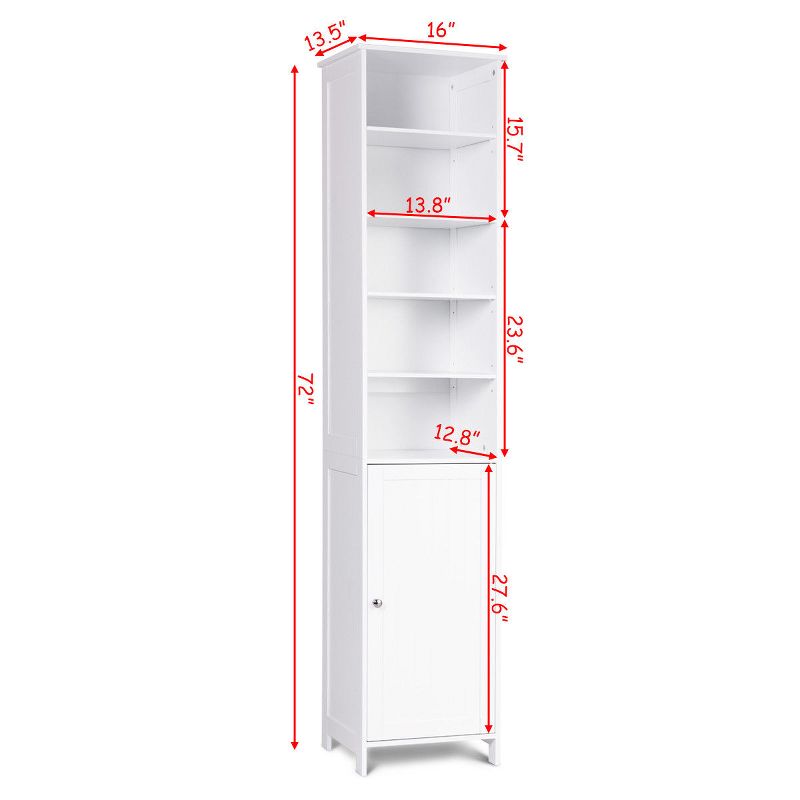 Costway 72''H Bathroom Tall Floor Storage Cabinet Shelving Display Grey\White, 3 of 11