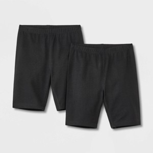 Girls' Adaptive 2pk Mid-Length Bike Shorts - Cat & Jack™ Black - 1 of 3