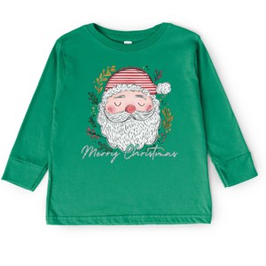 Merry Christmas Santa Stripes - Toddler Long Sleeve Graphic Tee - 1 of 3