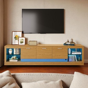 78'' Modern TV Stand with 6 Cabinets & 2 Open Compartments, Entertainment Center for TVs up to 90'', Media Console for Living Room, Home Theatre - 1 of 4